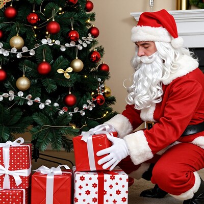 Santa Claus arranging Christmas gifts