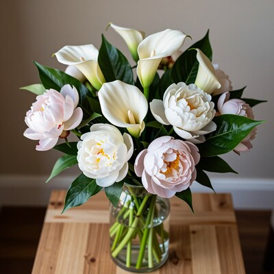 White Calla Lily Peony Bouquet