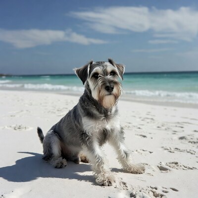Miniature Schnauzer on Beach