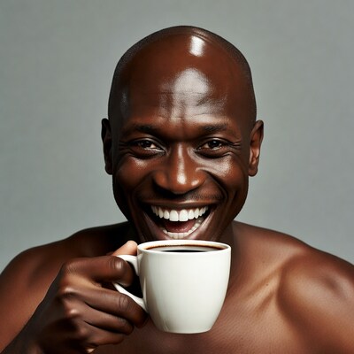 Smiling Black Man with Coffee