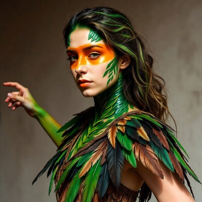 Jungle Feather Body Paint Woman
