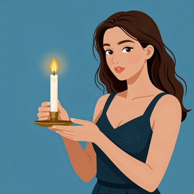 Woman holding candle illustration