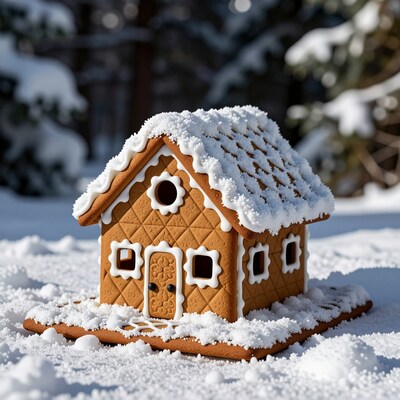 Gingerbread House in Snow