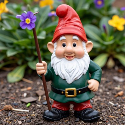 Garden Gnome with Flower
