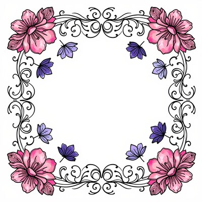 Pink Floral Frame