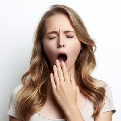 Woman yawning tired