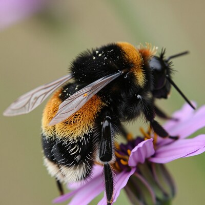 Bumblebee on Purple Flower