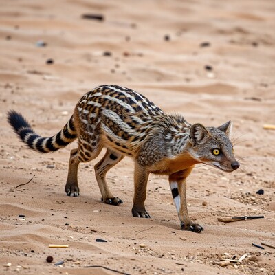 Striped Genet in Desert