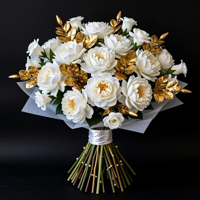 White and Gold Flower Bouquet