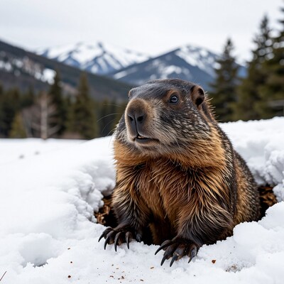 Groundhog in Snowy Mountains