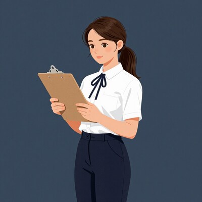 Woman with clipboard