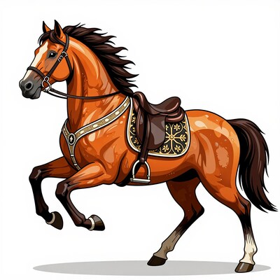 Saddled Chestnut Horse
