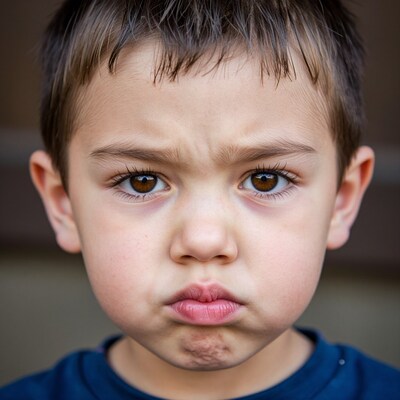 Sad angry young boy