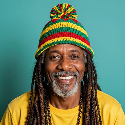 Smiling Jamaican man in rasta hat