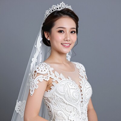 Asian bride in white wedding dress