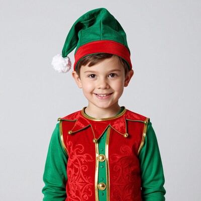 Boy in Christmas Elf Costume
