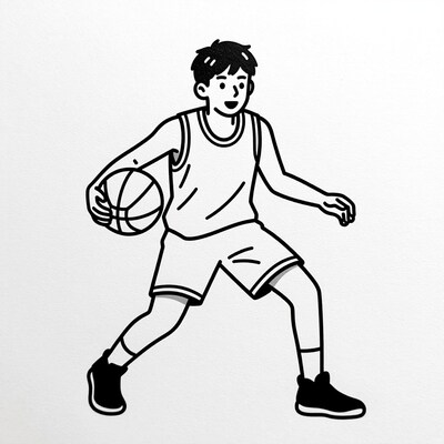 Basketball player dribbling