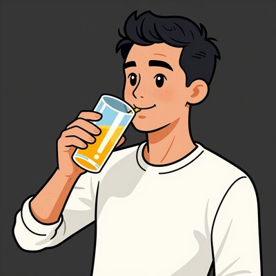 Man drinking orange juice