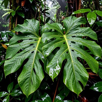 Monstera Leaves in Rainforest