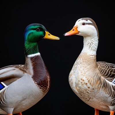 Male Mallard and Female Duck