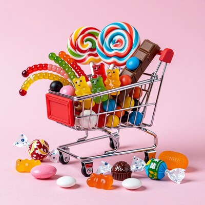 Mini shopping cart with candy