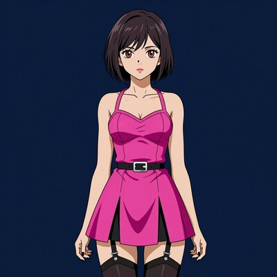 Anime girl in pink dress