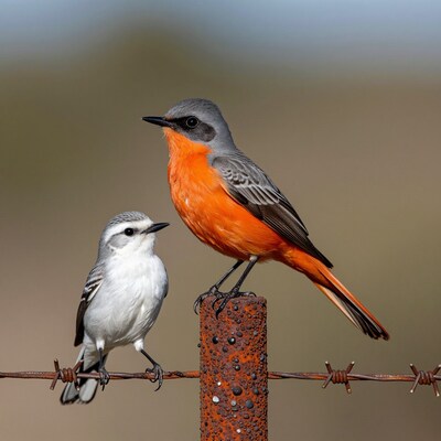 Two Birds on Barbed Wire