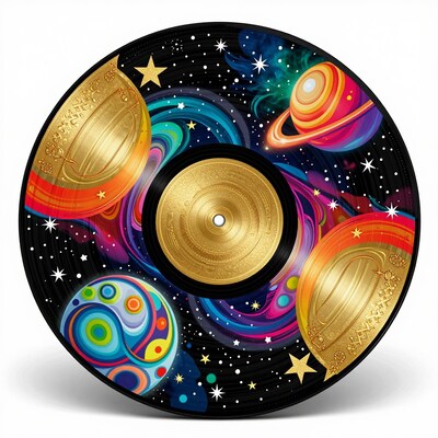 Cosmic Vinyl Record Art