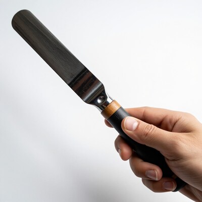 Hand holding Japanese spatula
