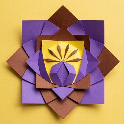 Purple Brown Origami Flower