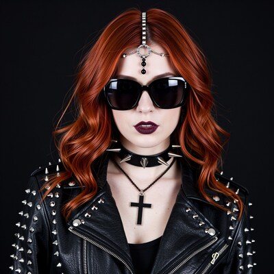 Goth punk woman with red hair