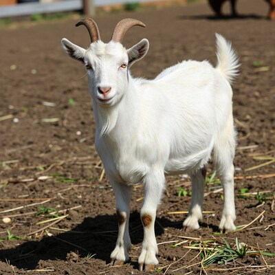 White Goat with Horns