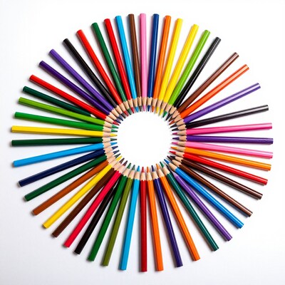 Colorful pencils circle