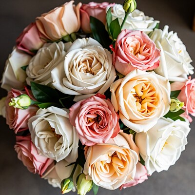 Pink and White Rose Bouquet