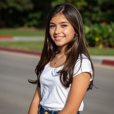 Smiling teen girl outdoors