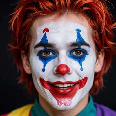Young man with clown makeup