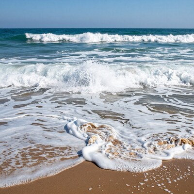 Ocean waves crashing on beach