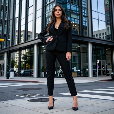 Woman in black business suit