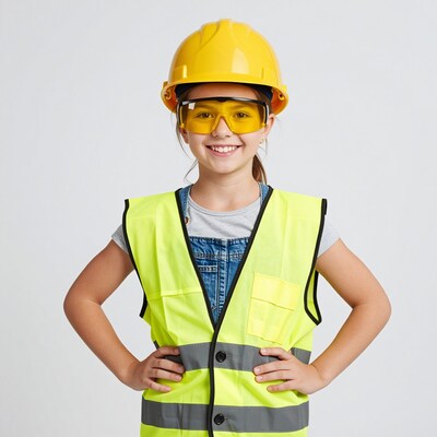 Young girl in safety gear
