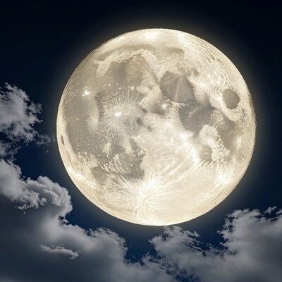 Full Moon in Night Sky