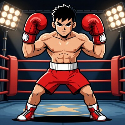 Cartoon Boxer in Ring