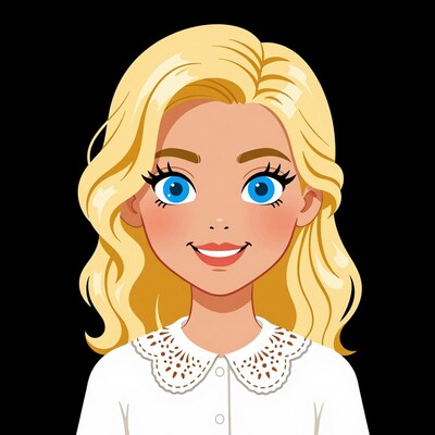 Blonde Girl Cartoon Portrait