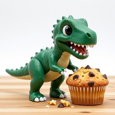 Green Dinosaur Toy with Muffin