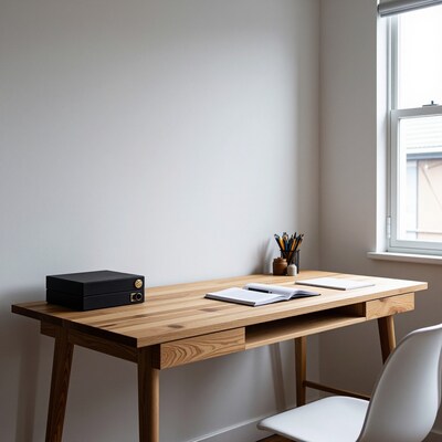 Minimalist Wooden Desk Setup