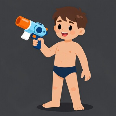 Boy with water gun