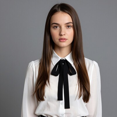 Young woman with long brown hair