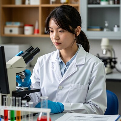 Asian female scientist in lab
