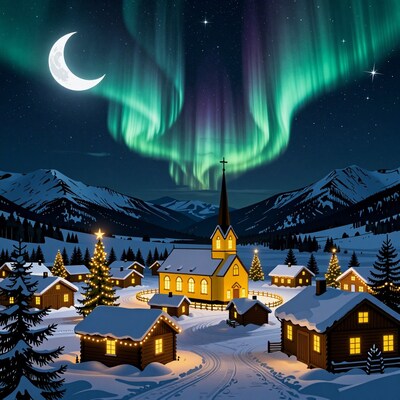 Christmas Village Northern Lights