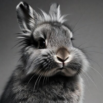 Fluffy Gray Rabbit Closeup