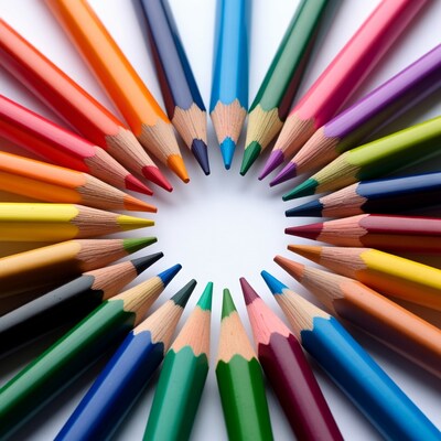 Colorful pencils circle